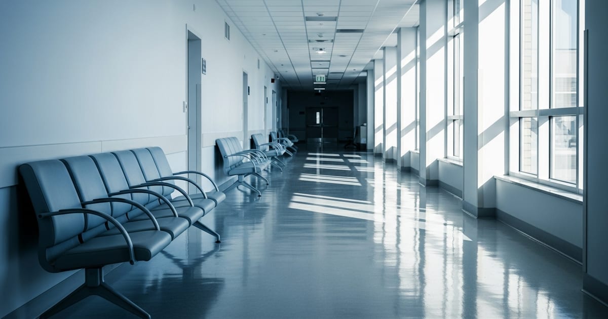 Corredor de hospital vazio, descredenciamento de hospital pelo plano de saúde