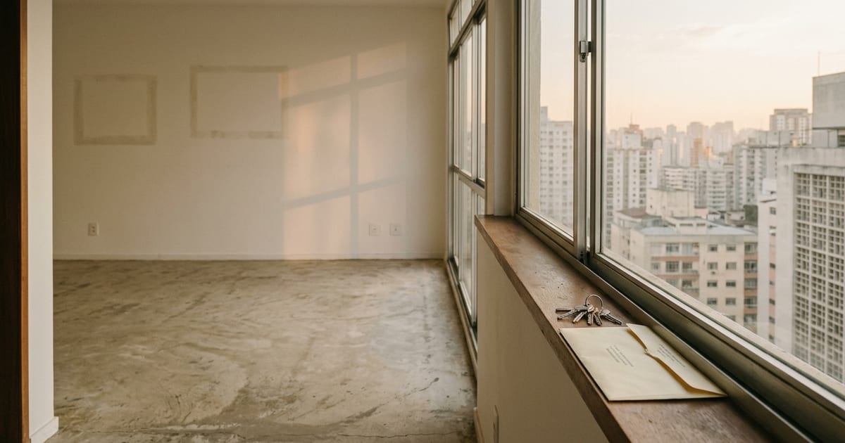 Chaves de apartamento sobre escritura de compra e venda em mesa de cartório