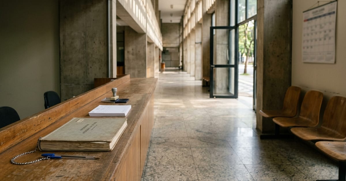 Sentença criminal impressa com marcador de texto sobre a mesa